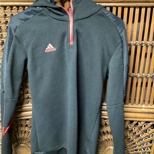 Adidas Black and Red Half-Zip Hoodie